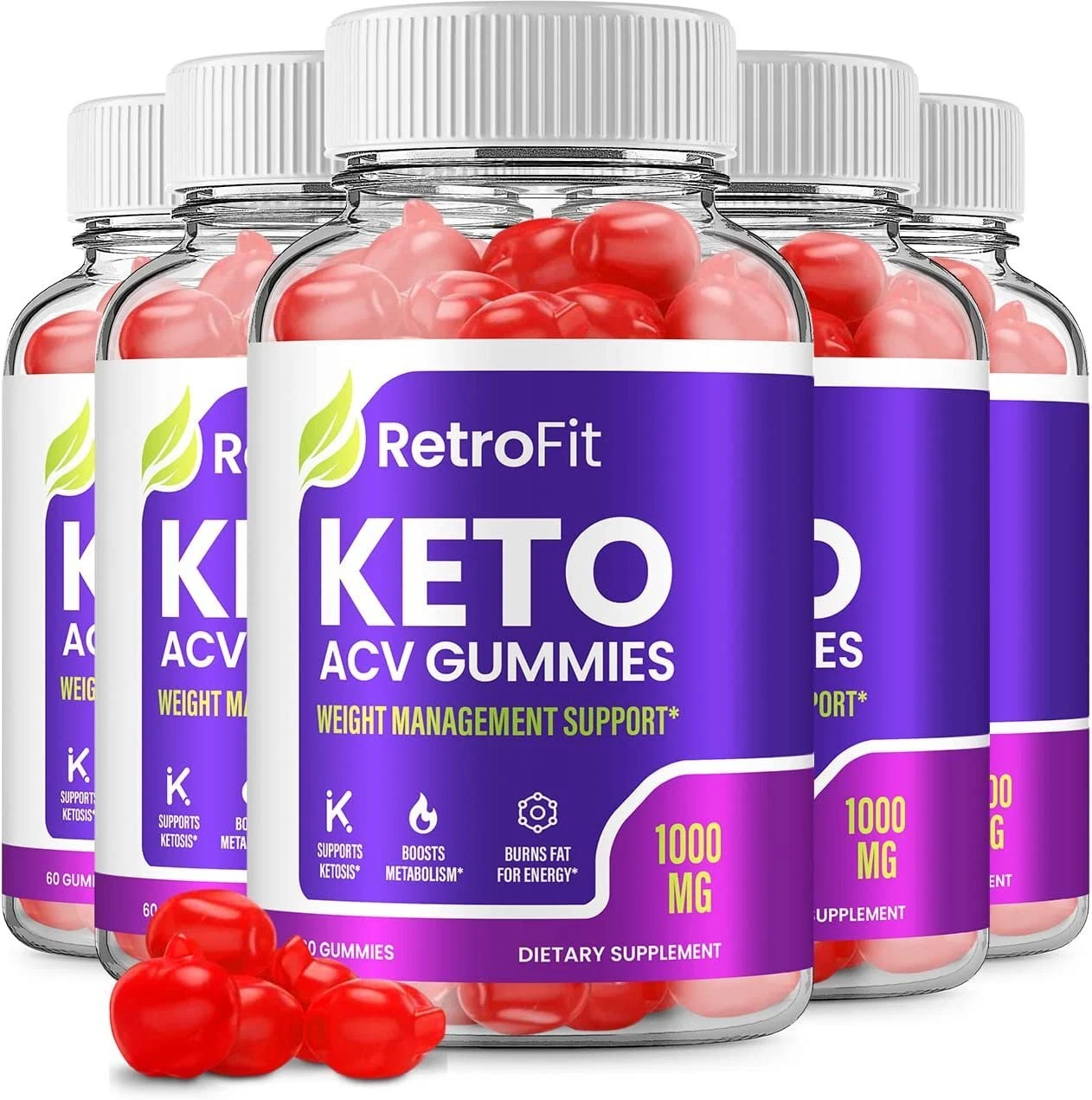 (5 Pack) Retrofit Keto ACV Gummies Retrofit ACV + Keto Advanced Keto Formula...