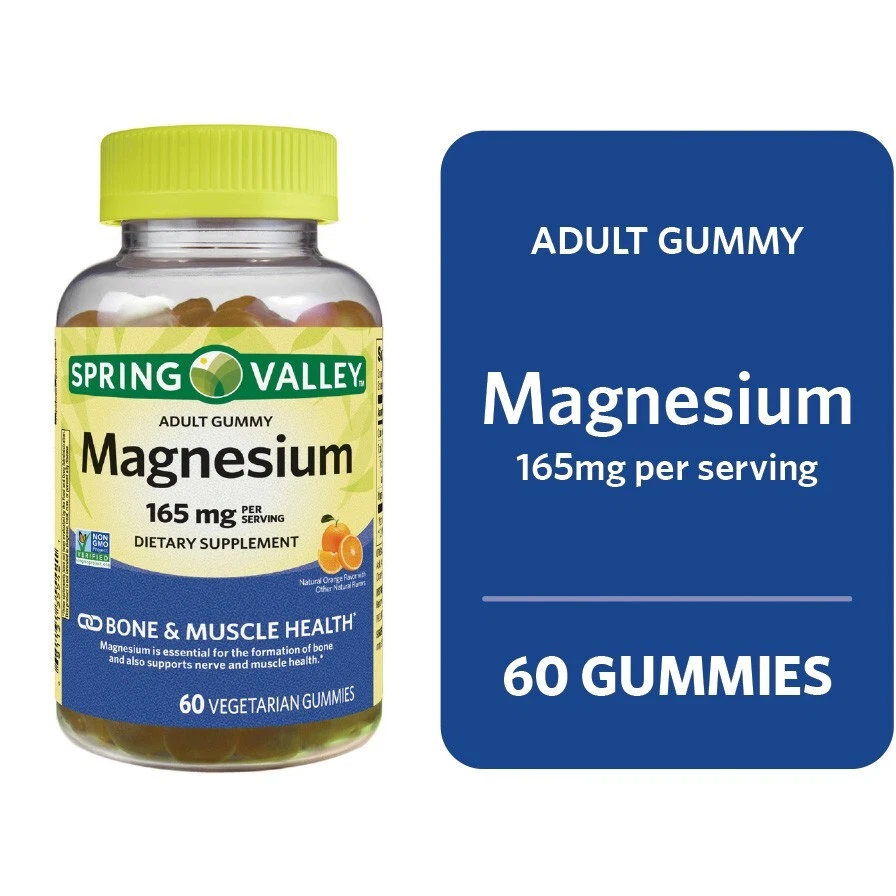 Spring Valley Magnesium Gummies for Bone & Muscle Health Support, 165mg 60 Count