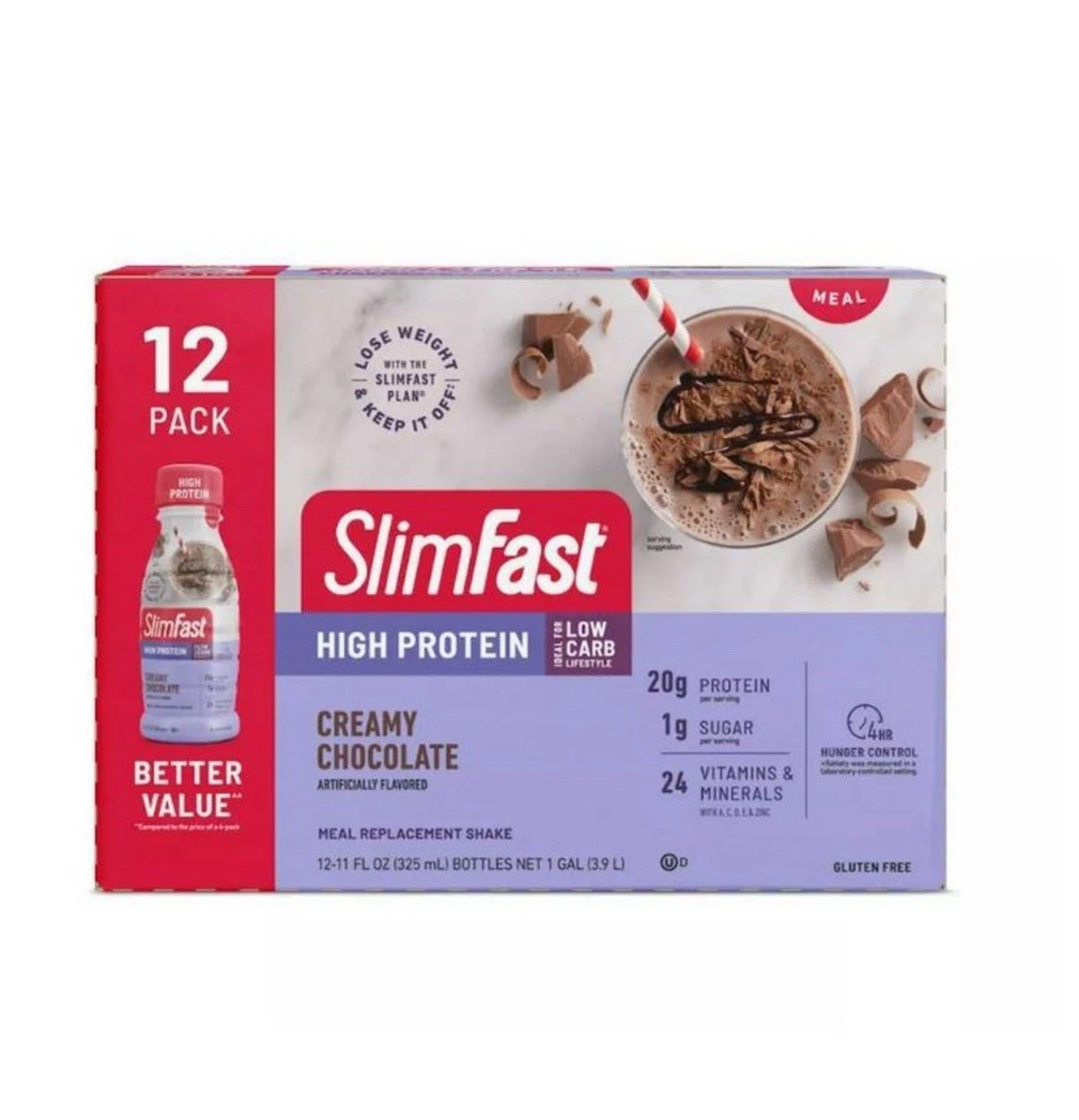 Slim Fast High Protein Meal Replacement Shakes~Creamy Chocolate 11 oz. 12 pk.