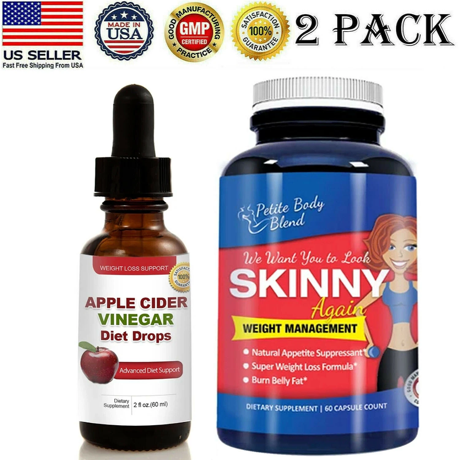 Apple Cider Vinegar Drops & Caralluma Fimbriata Extract Weight Loss Supplements