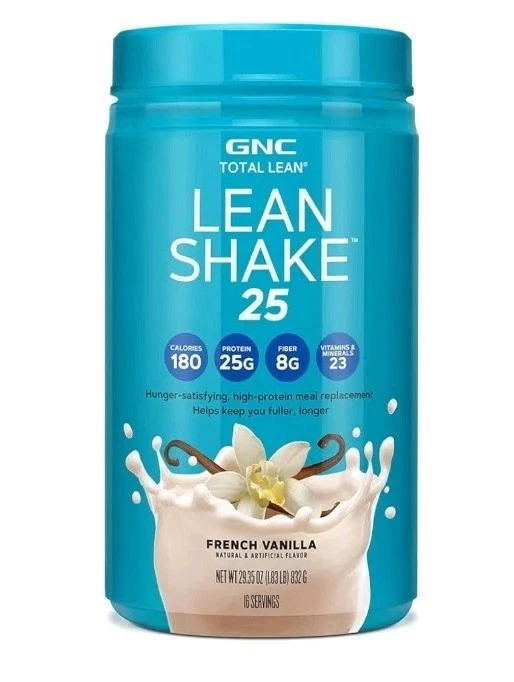 GNC Lean Shake 25 French Vanilla Meal Replacement (22 oz) 12 Servings 10/24