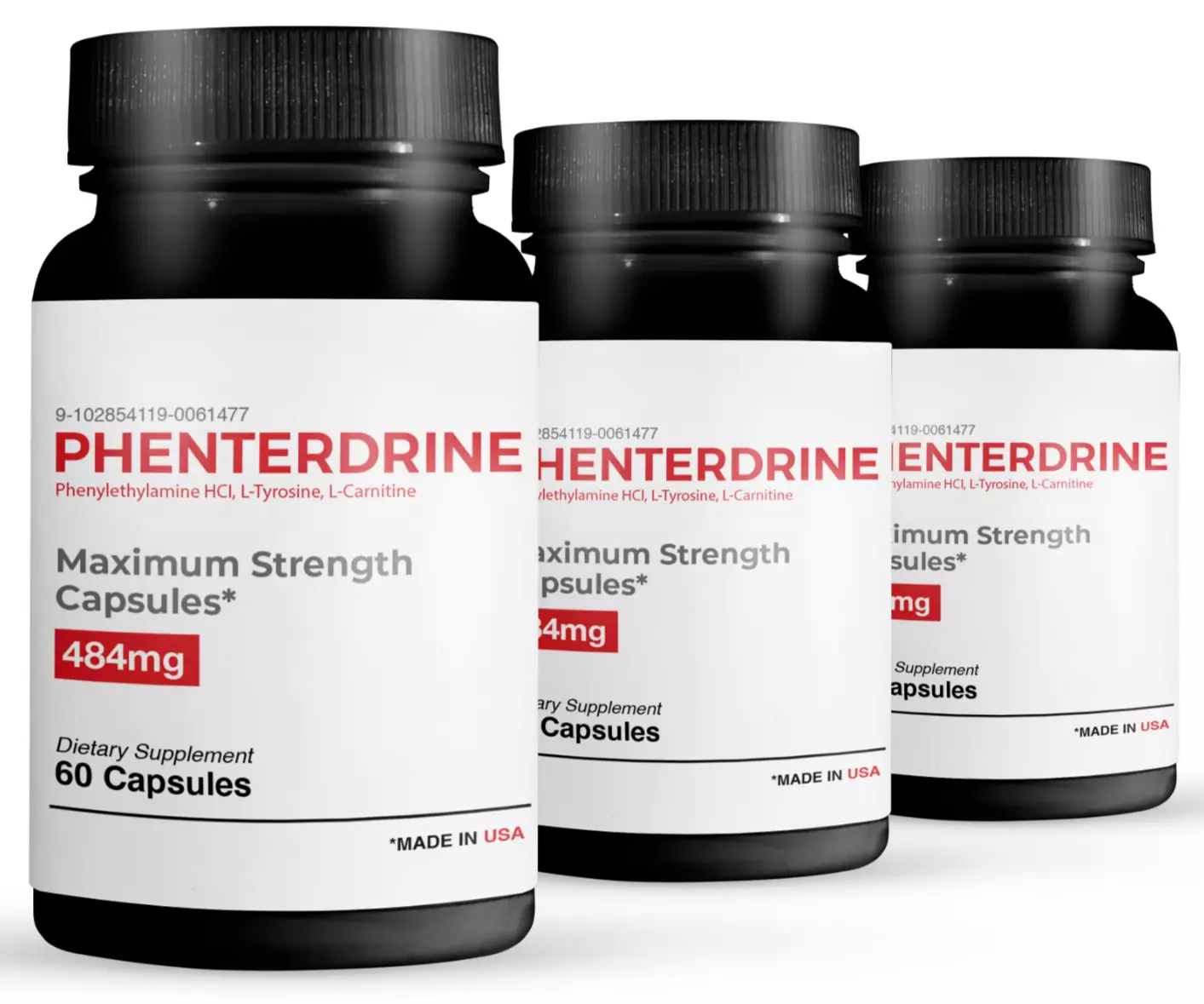 3 Pack Phenterdrine, thermogenic fat burning formula-60 Capsules x3