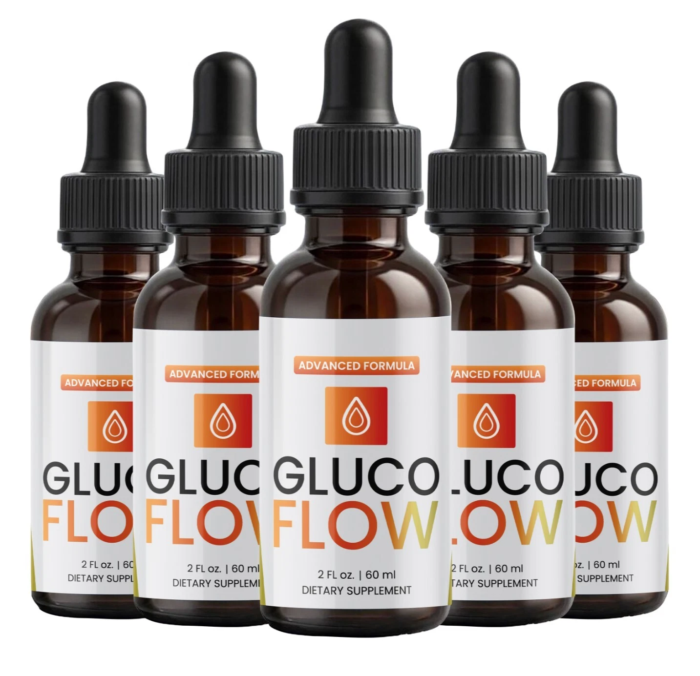 (Paquete de 5) Gotas de flujo de gluco, soporte de gluco de flujo saludable, fórmula sanguínea avanzada