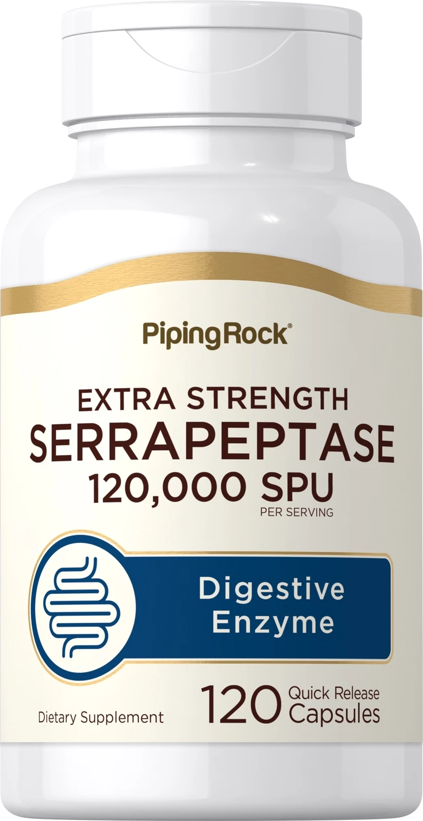Serrapeptase 120,000 SPU | 120 Capsules | Digestive Enzyme | by Piping Rock