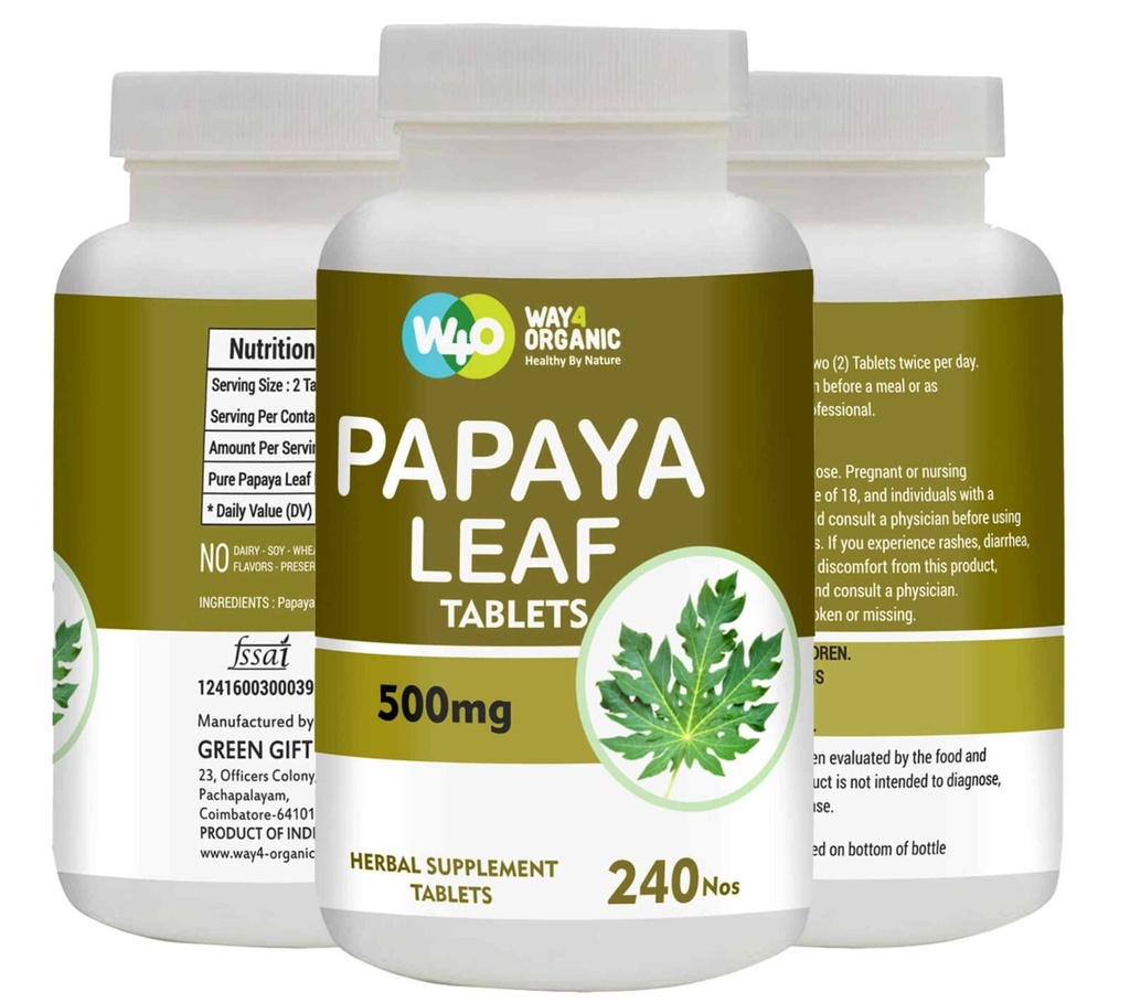 Papaya Leaf Extract Capsules (Tablets) - 240 Pills, 120 Servings, 1000mg(1 Pack)
