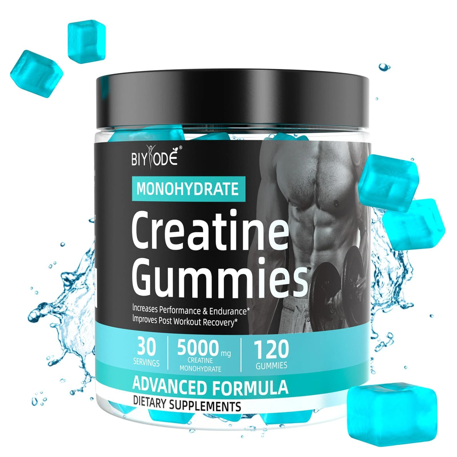 BIYODE Creatine Monohydrate Gummies 1250mg Per Gummies for Men Women Growth M...