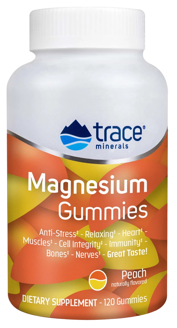 Trace Minerals Magnesium Gummies Peach 120 Gummies, NEW