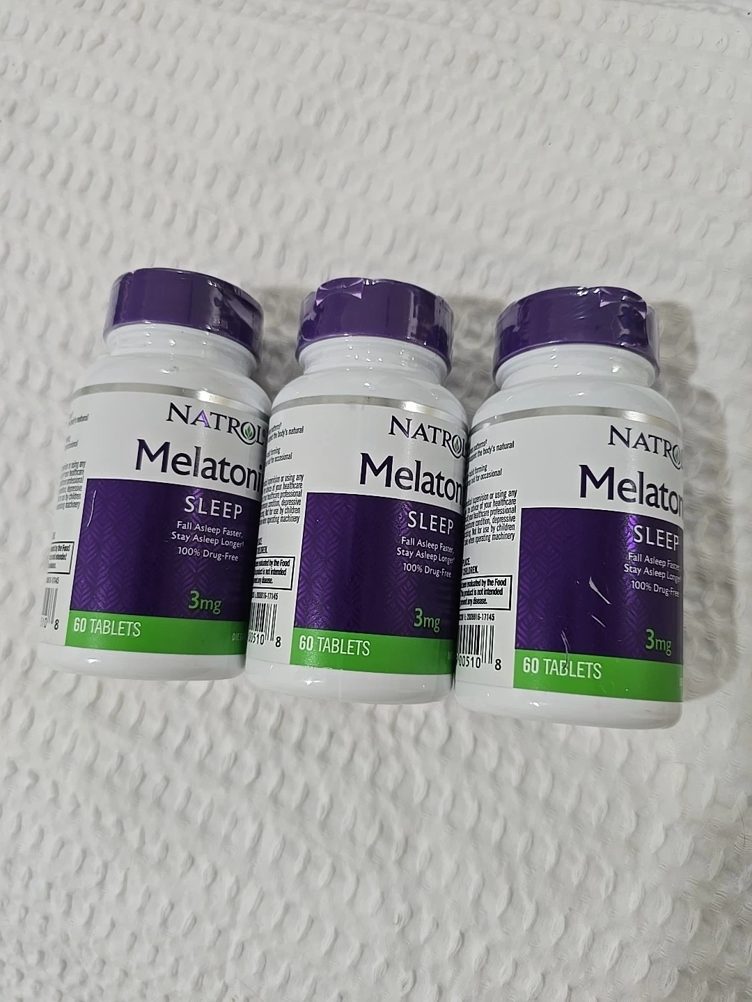 3 Pks Natrol Melatonin for Sleep - 3mg 60 Tabs Each Exp 11/25 100% Drug Free #Z3