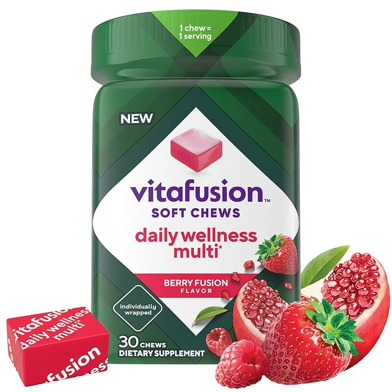 Vitafusion Daily Wellness Adult Multivitamin, 30 Ct, Berry Fusion, Soft Chew