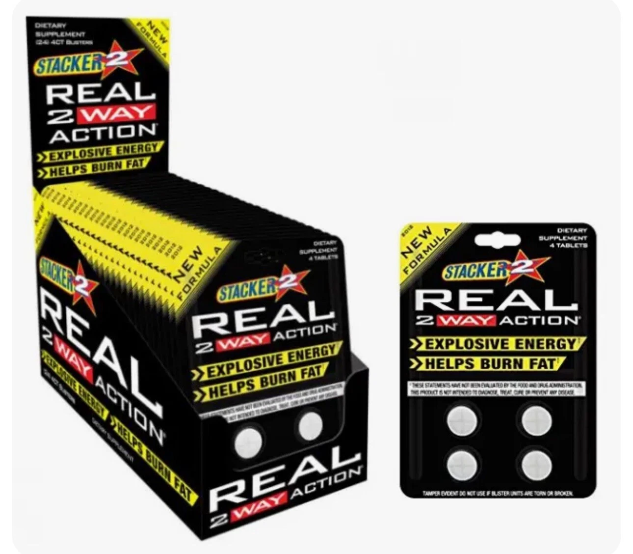 Stacker REAL 2 Way Action Rapid Action Energy Focus Weight Loss 24ct 96 Tabs !!