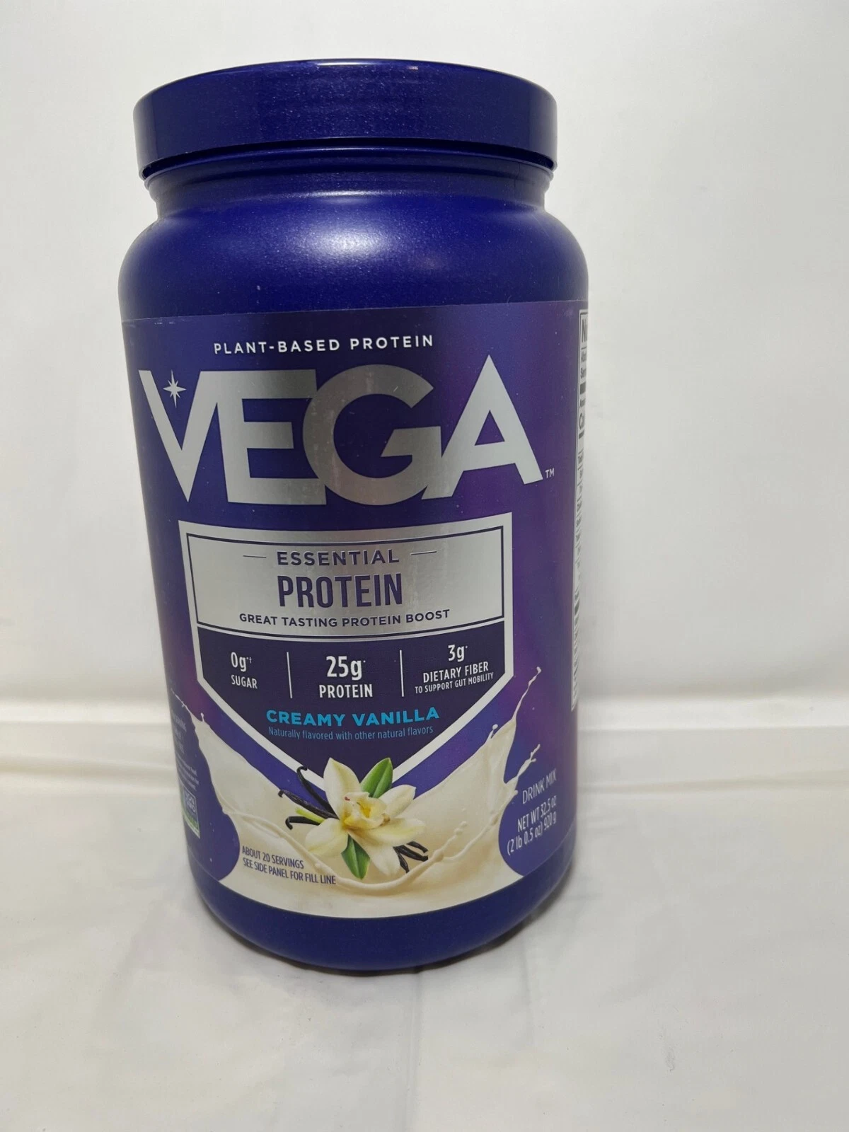 Vega Original Protein Powder Creamy Vanilla Plant Based Protein Drink Mix 32.5oz