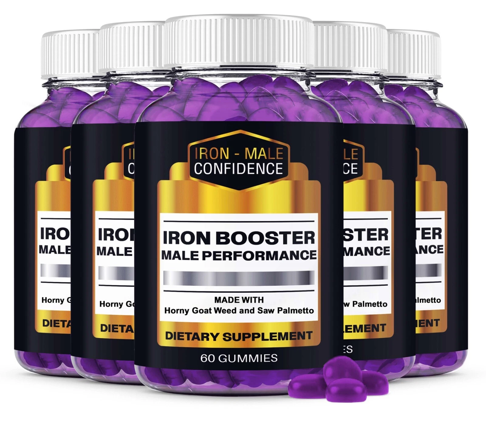 (5 Pack) Iron Booster Male Performance, IronBooster Advanced Gummies