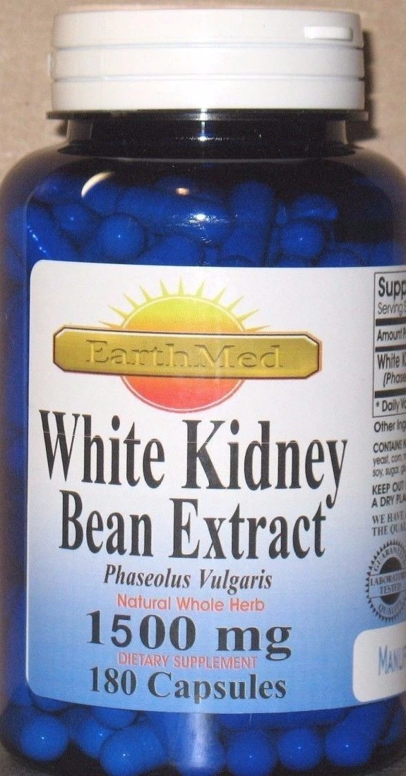White Kidney Bean Extract 1500 mg 180 Capsules Phaseolus Vulgaris Weight Loss