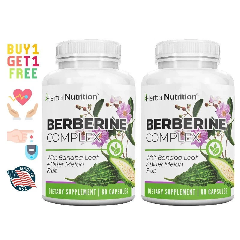 Berberine Complex 1250mg Glucose Metabolism, Immunity & Weight Loss 2 Bottles