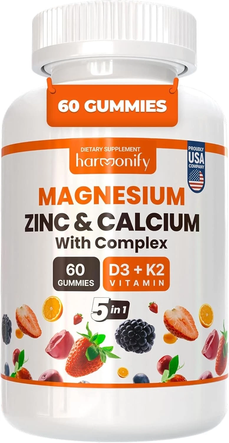 Magnesium Citrate Gummies - 60 Vegan Gummies Vitamin D3 & K2 Multivitamin - USA