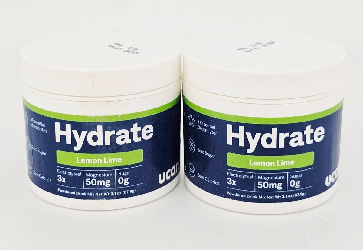 Hydrate Lemon Lime Electrolyte Powder Drink Mix Zero Sugar 3.1oz Lot of 2 BB1/27