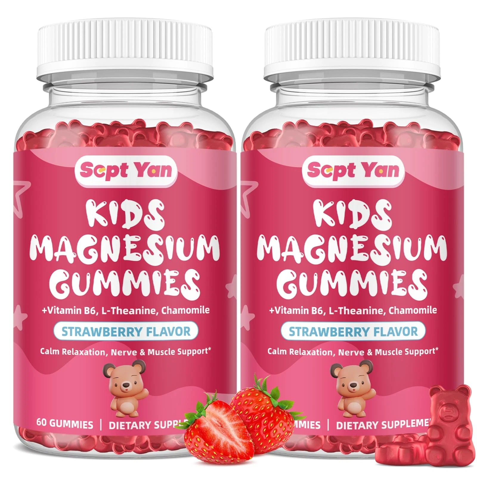 (2 Pack) Magnesium Gummies for Kids - Magnesium Citrate Supplement with Vitam...