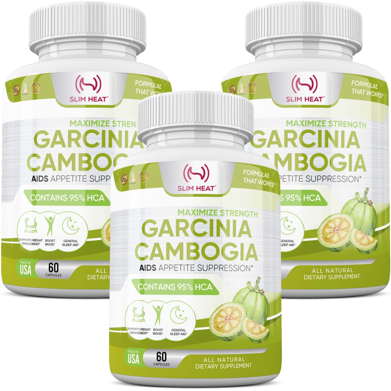 ▶3 Pack PURE Garcinia Cambogia 95% HCA Extract Weight Loss Diet Pills Fat Burner