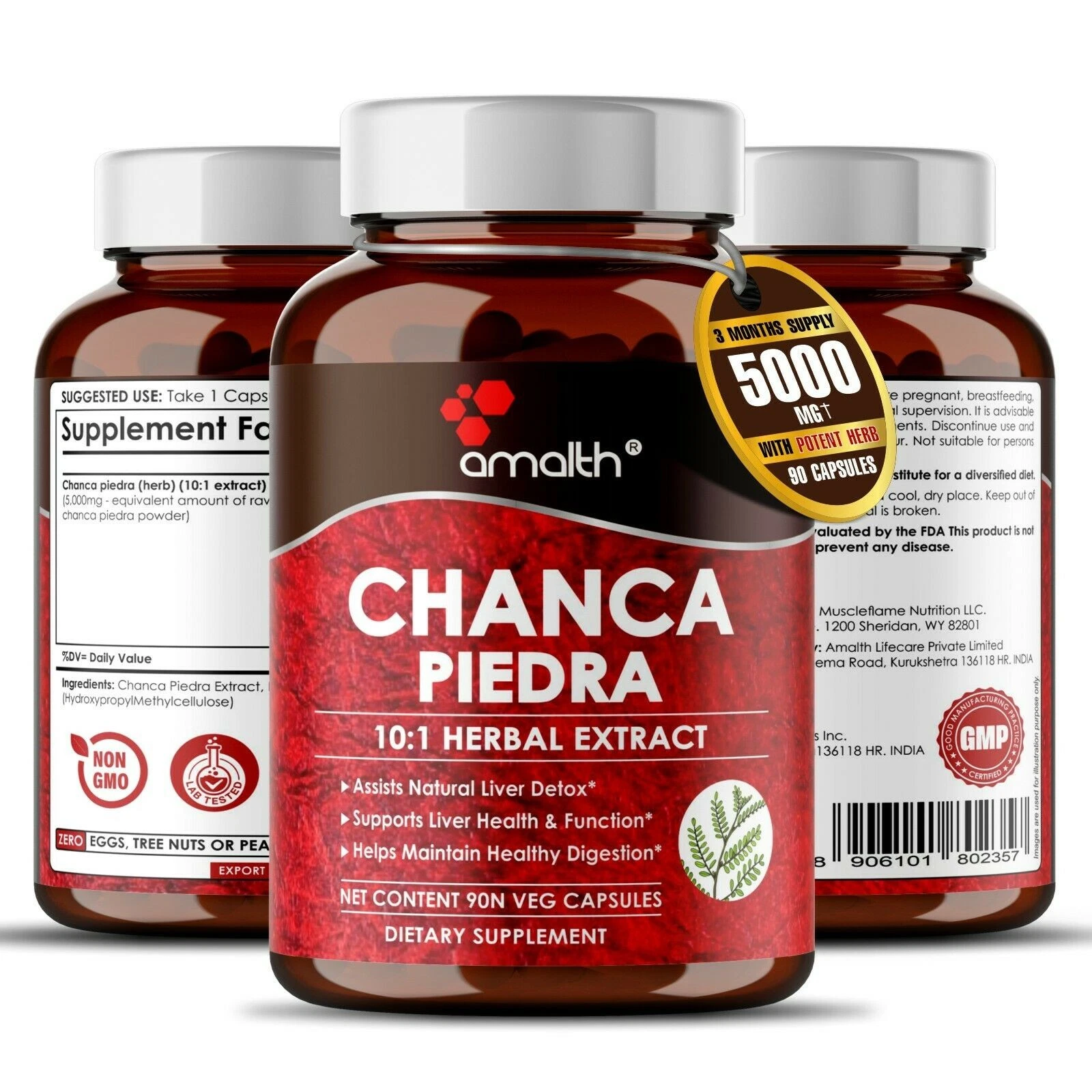 Chanca Piedra Extract Support Stone Breaker, Kidney, Liver 5000mg 90 Capsules