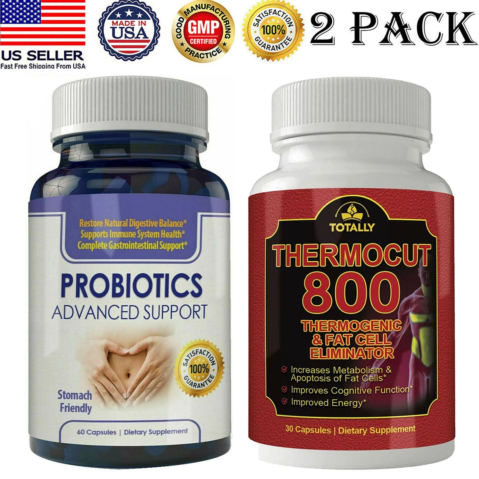 Digestive Balance Probiotics Caps Thermogenic Thermocut Weight Loss Caps 2 Pack