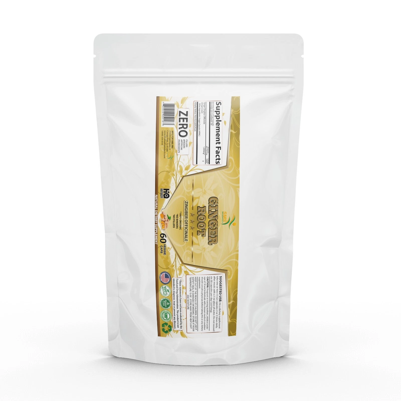 Organic Fresh Ginger Root 1,000mg 60 Capsules Has Powerful Medicinal Properties