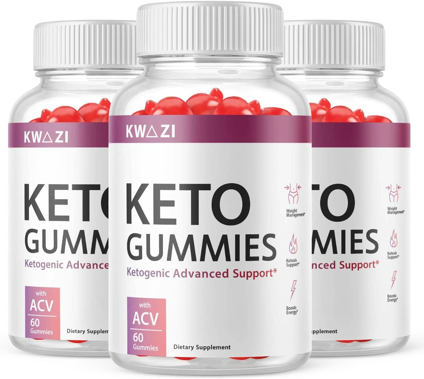 3-Kwazi Keto ACV Gummies,Weight Loss,Fat Burner,Appetite Suppressant Supplement