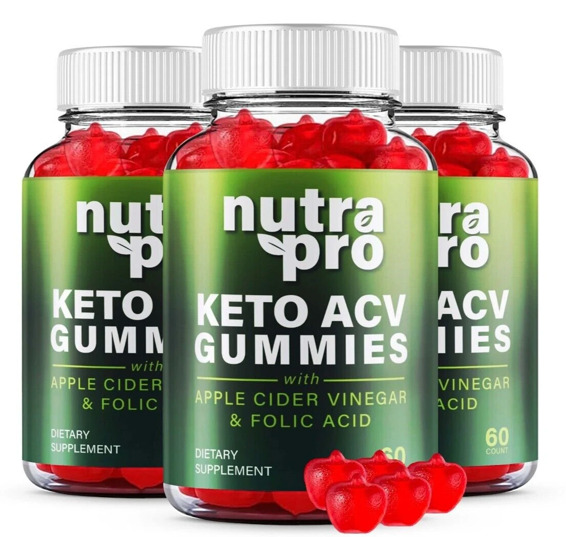 Nutra Pro Keto ACV Gummies, Max Strength Premium Formula, NutraPro ACV (3 Pack)