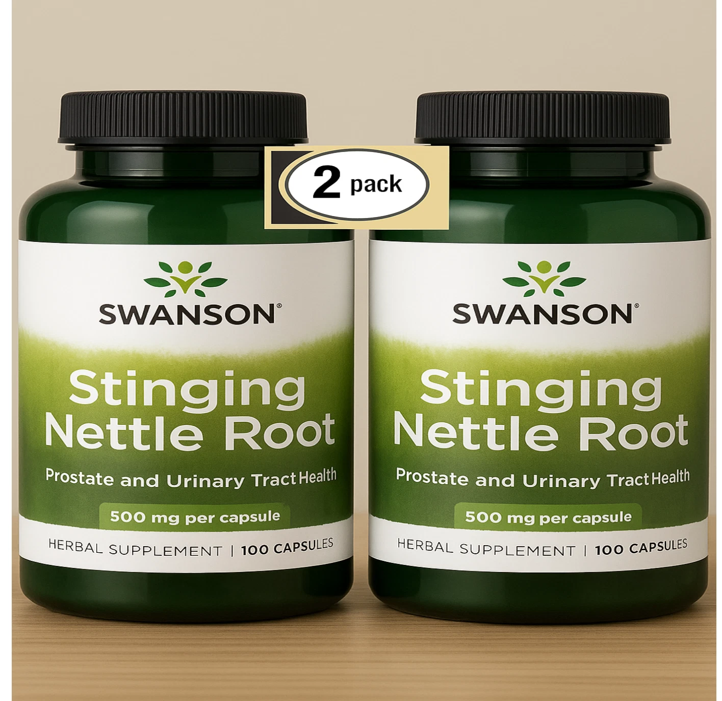 2 Pack Stinging Nettle Root (Urtica Dioica) 500 mg Prostate Urinary Tract Health