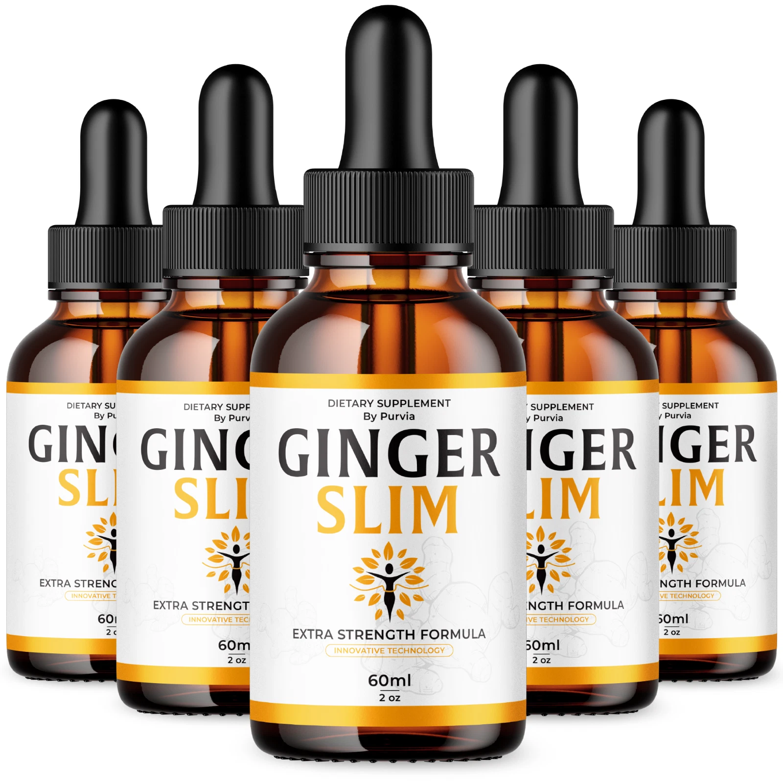 Ginger Slim Drops Maximum Overall Wellness Health Support Made in USA (5 Pack)