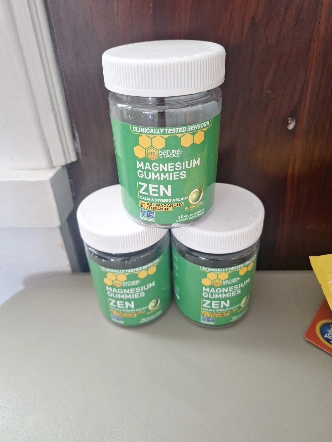 3 Packs Magnesium Gummies, Zen, Green Apple, 30 Vegan Gummies Exp 09-2025