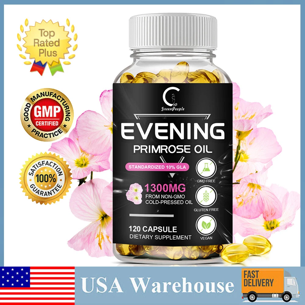 120pcs Evening Primrose Oil Capsules with GLA Anti-Aging Hormone Balance 1300mg