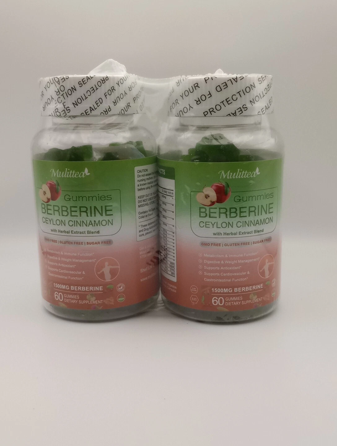 Mulittea Berberine 1500mg Plus Organic Ceylon Cinnamon - 60 Gummies [2 PACK]