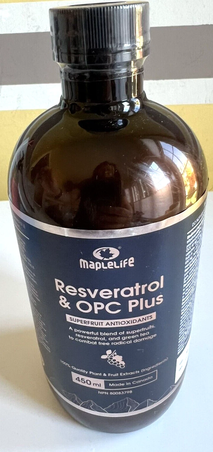 New MapleLife Resveratrol & OPC Plus Liquid Skin Heart Liver Canada50ml Exp01/26