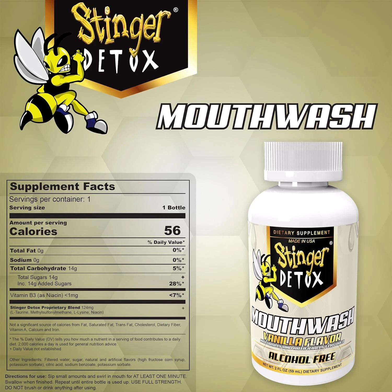 Stinger Detox Mouthwash Vanilla Flavor 2 Oz Natural Ingredient