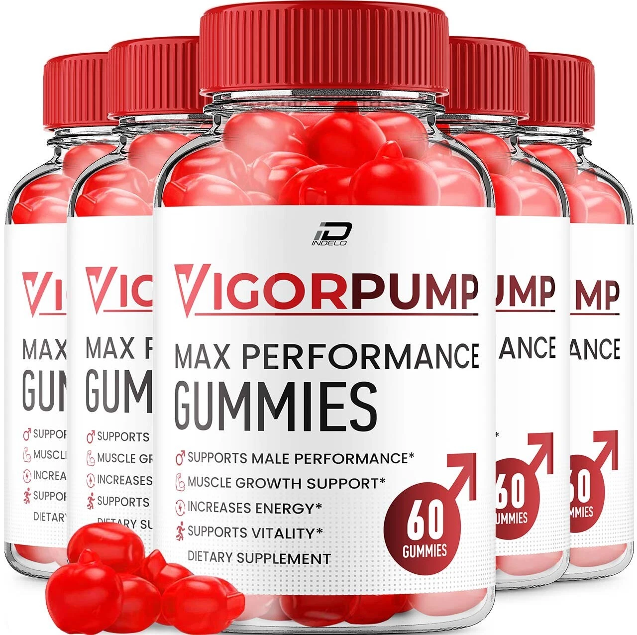 (5 Pack) Vigor Pump Gummies for Men - VigorPump Male Performance Gummies, Energy