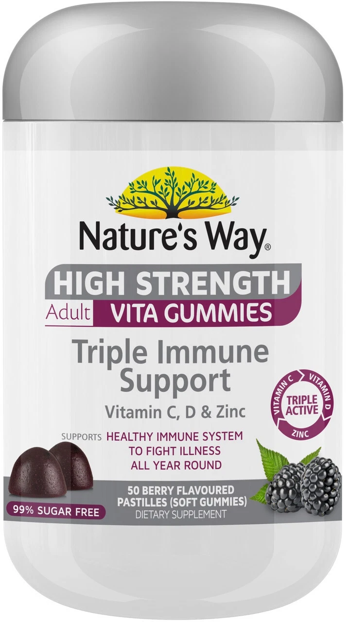 Triple Immune Support High Strength 50 Adult Vita Gummies x 3 Pack Nature's Way