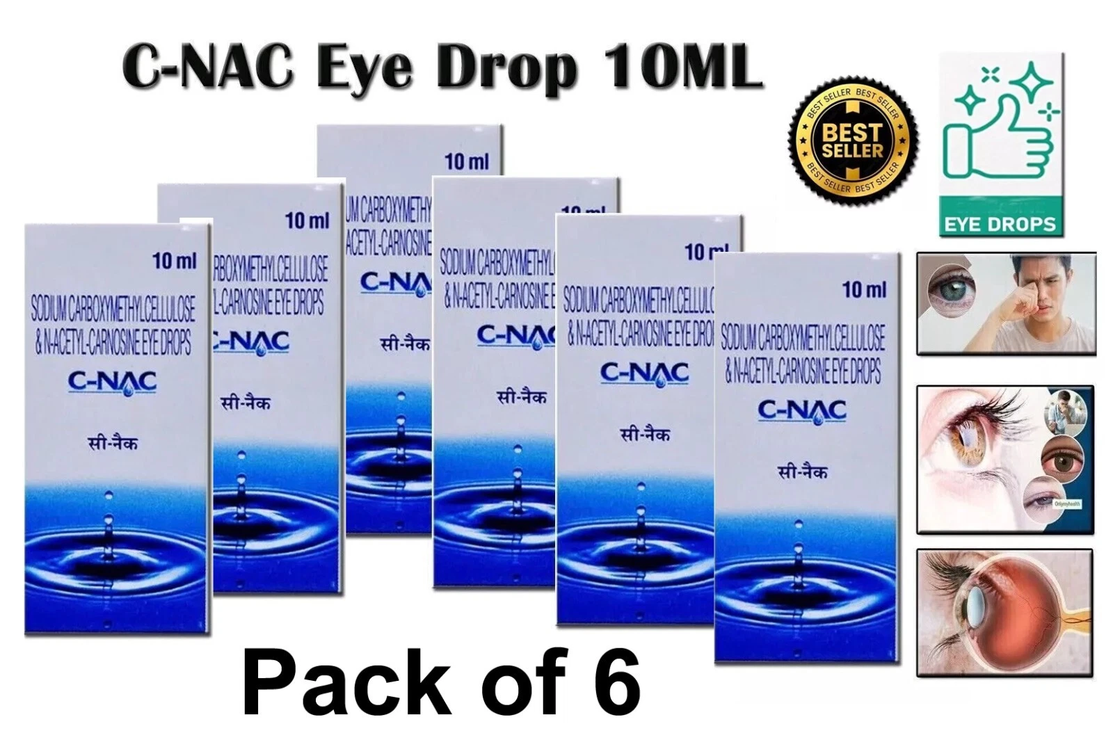 C-Nac Eye Drops N Acetyl Carnosine C Nac Eye Drop - 10 ml (Long Exp. Date 2026)