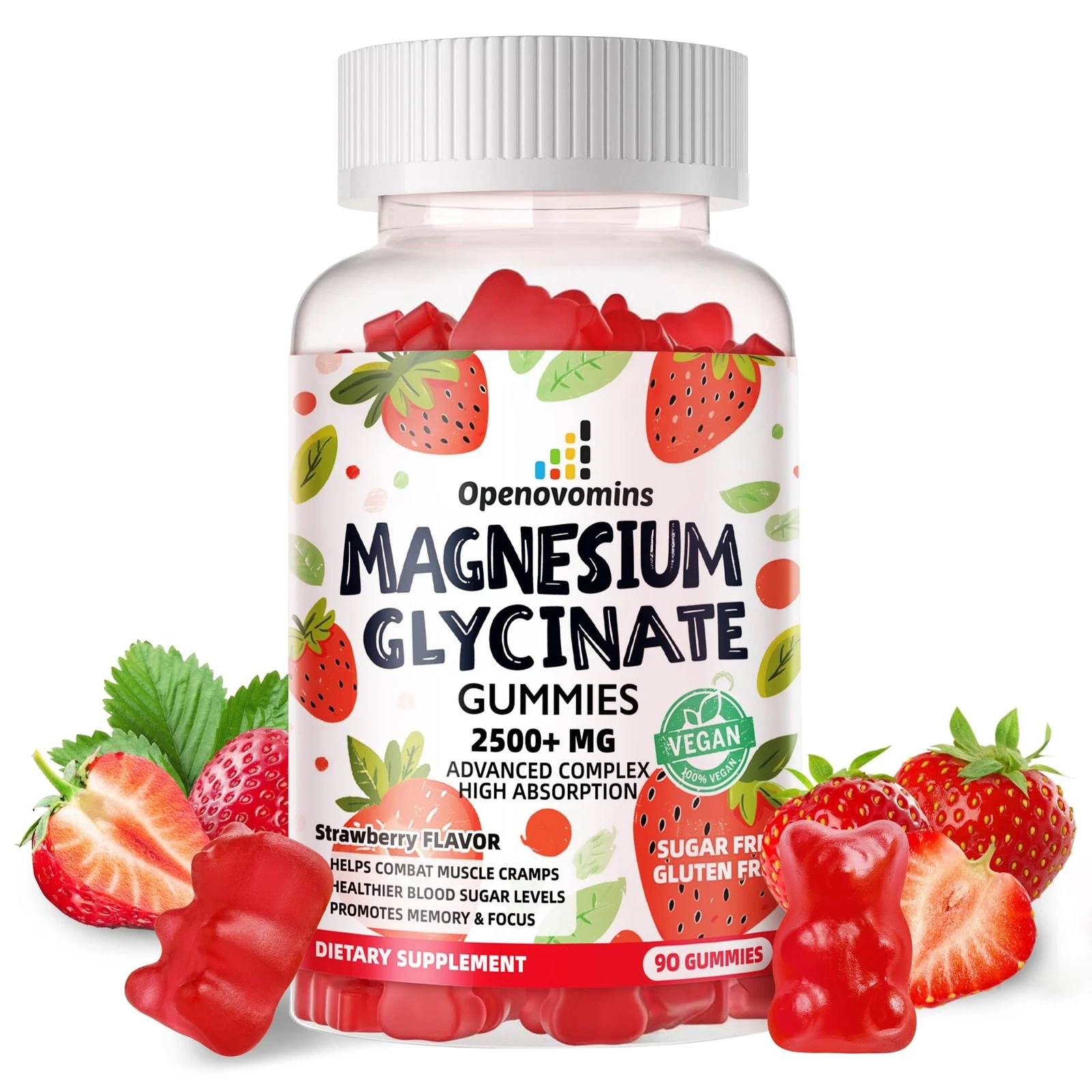 Magnesium Glycinate Gummies 2500mg - Sugar Free Magnesium Potassium Supplement w