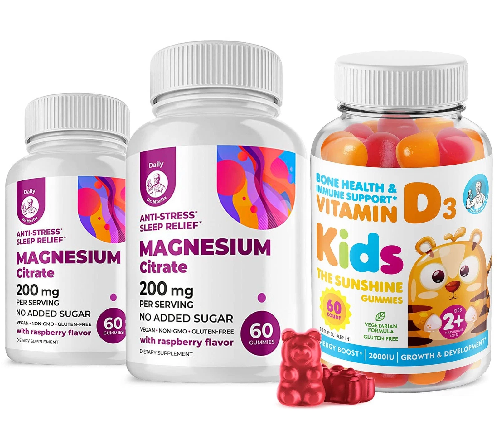 Vitamin D Gummies for Kids&Adults 2000 IU and Magnesium Gummies - healthy