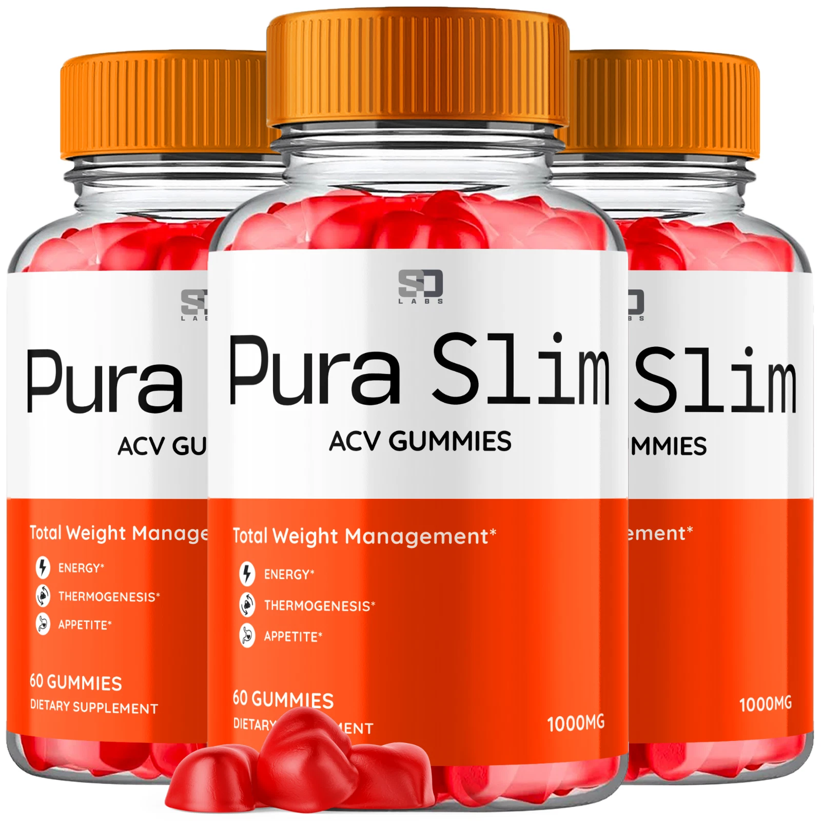 Pura Slim ACV Gummies Total Weight Management & Boosts Energy (3 Pack)