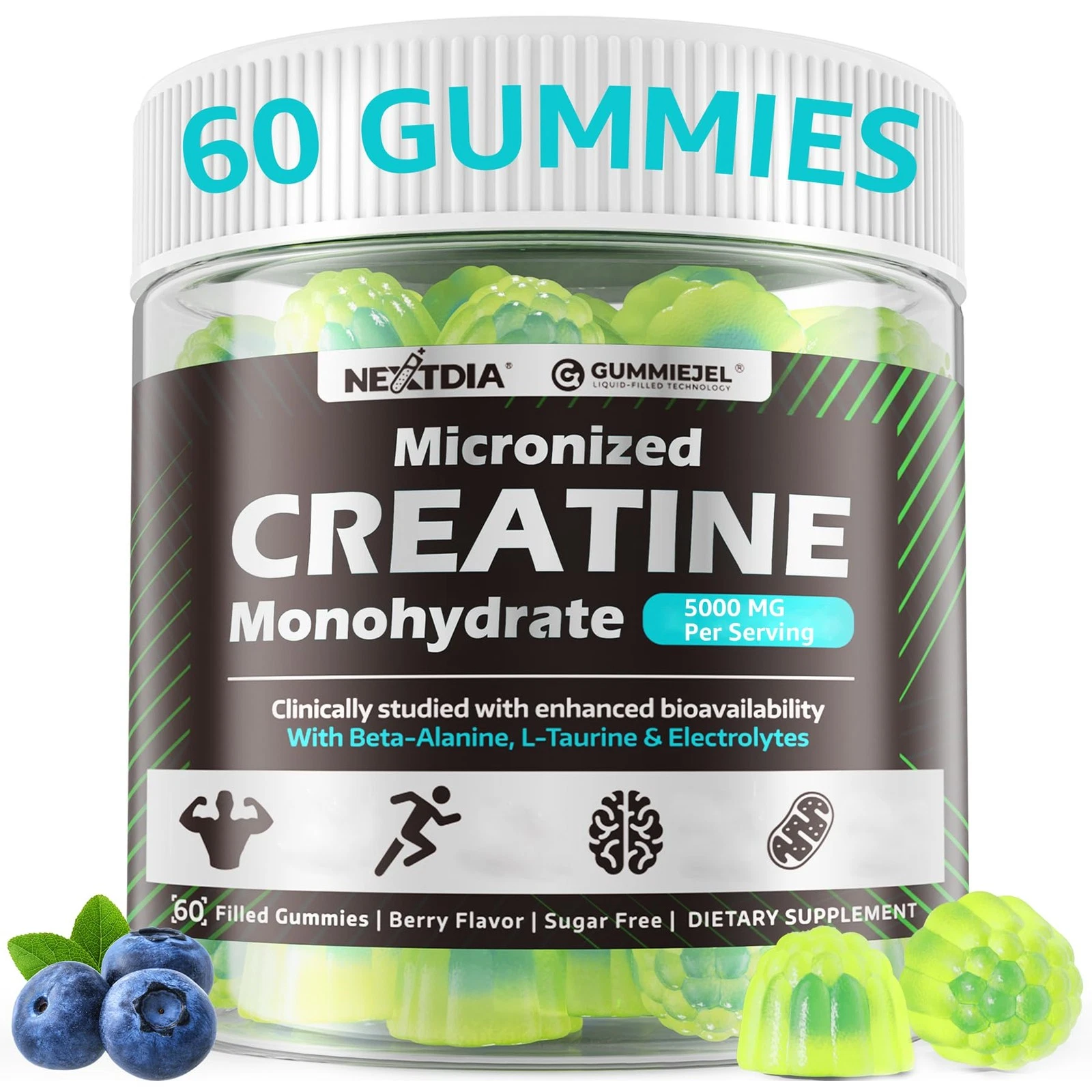 Creatine Monohydrate Filled Gummies for Men & Women - Micronized Creatine
