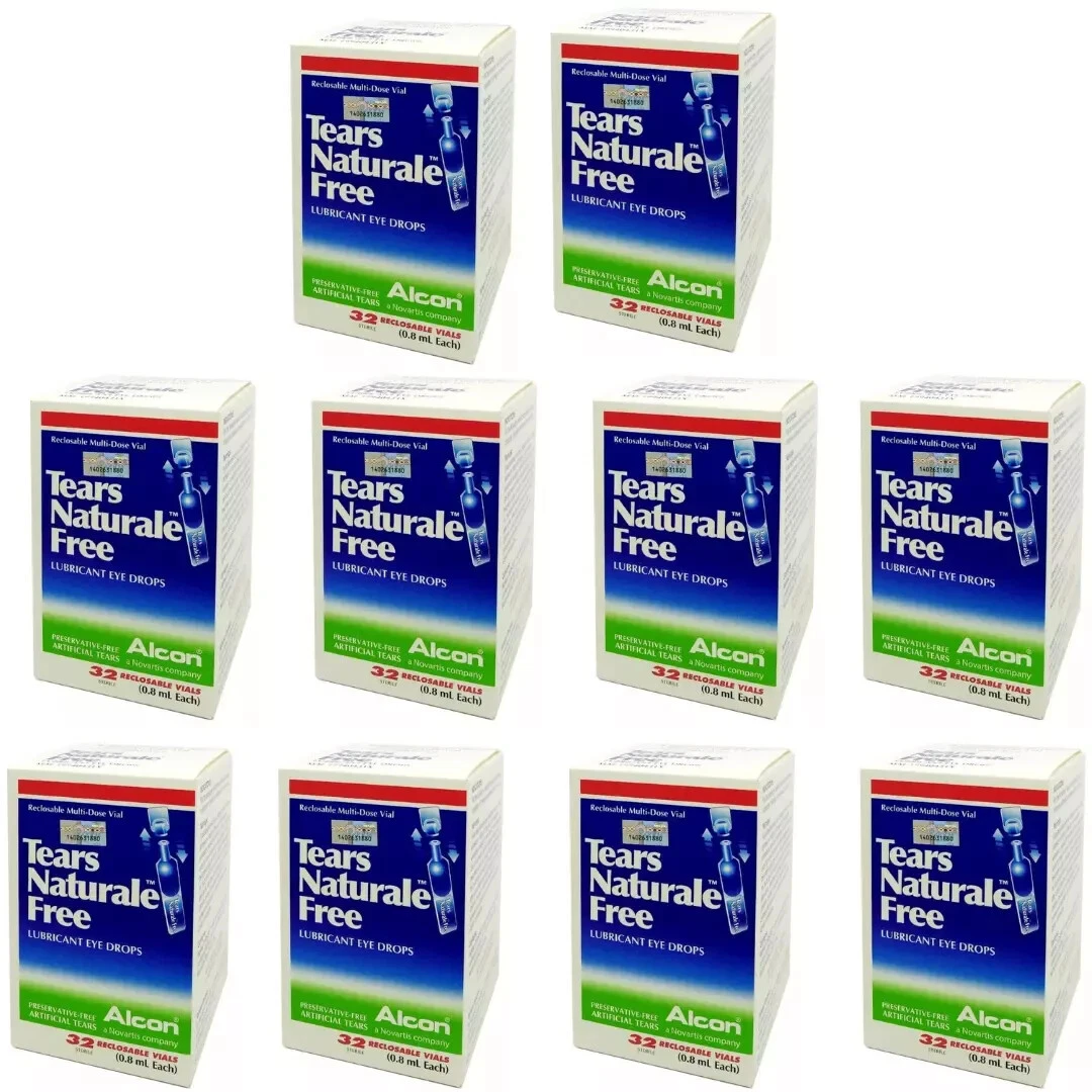 10 X ALCON TEARS NATURALE 0.8ml X 32 Vials FREE Lubricant Eye Drops
