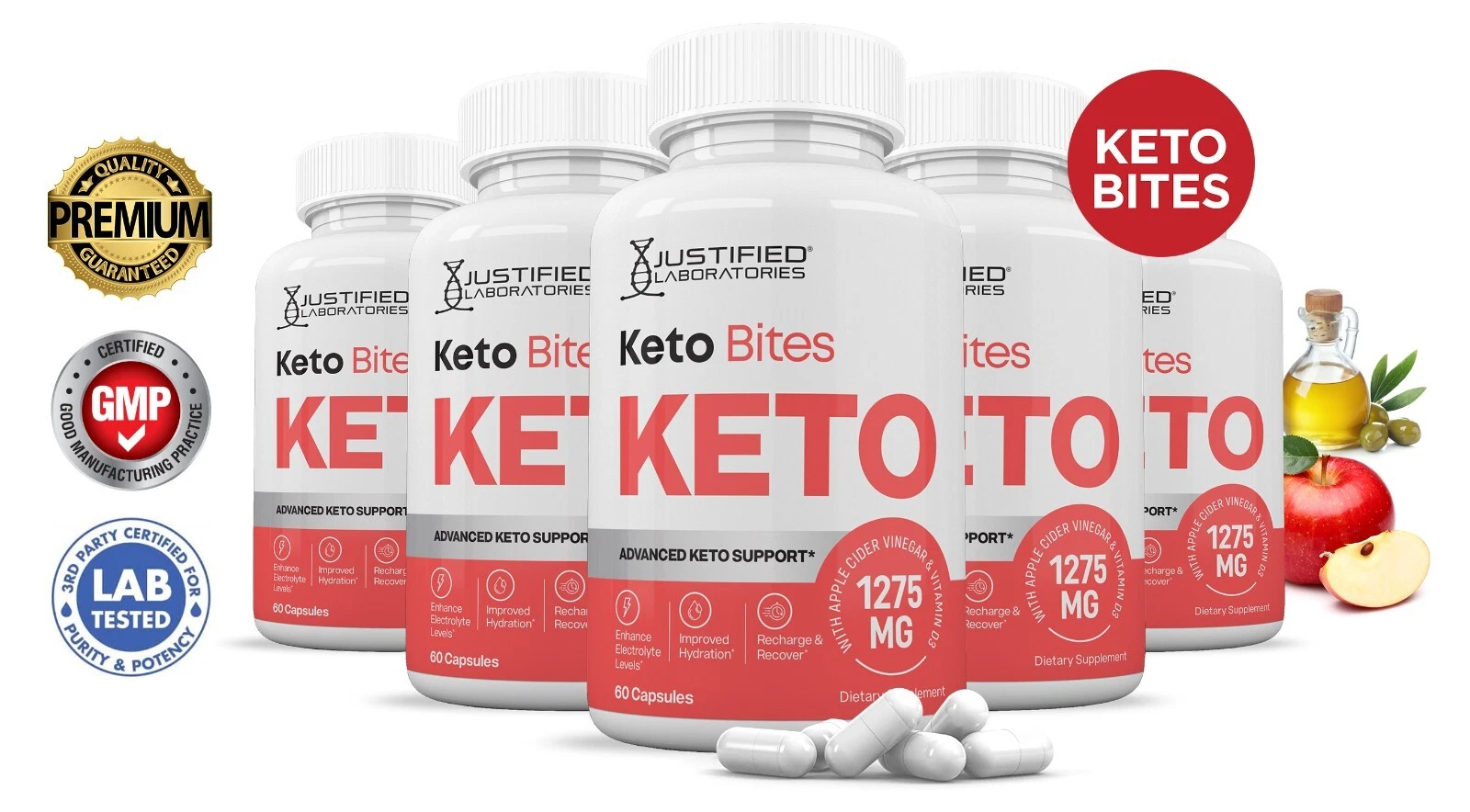 Keto Bites ACV Pills 1275 MG Stronger Than Gummies Keto Support 5 Bottles