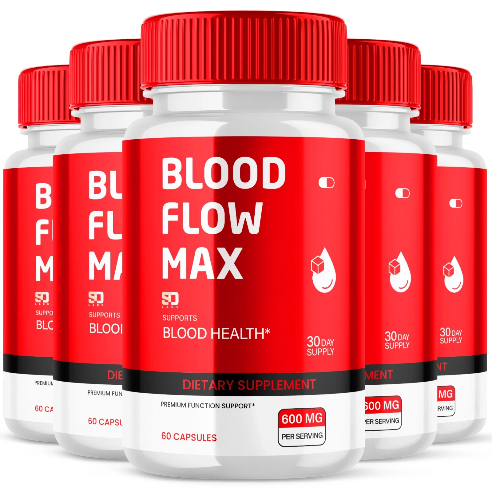 Blood Flow Max Supports Blood Health and Function Pills 300 Capsules (5 Pack)