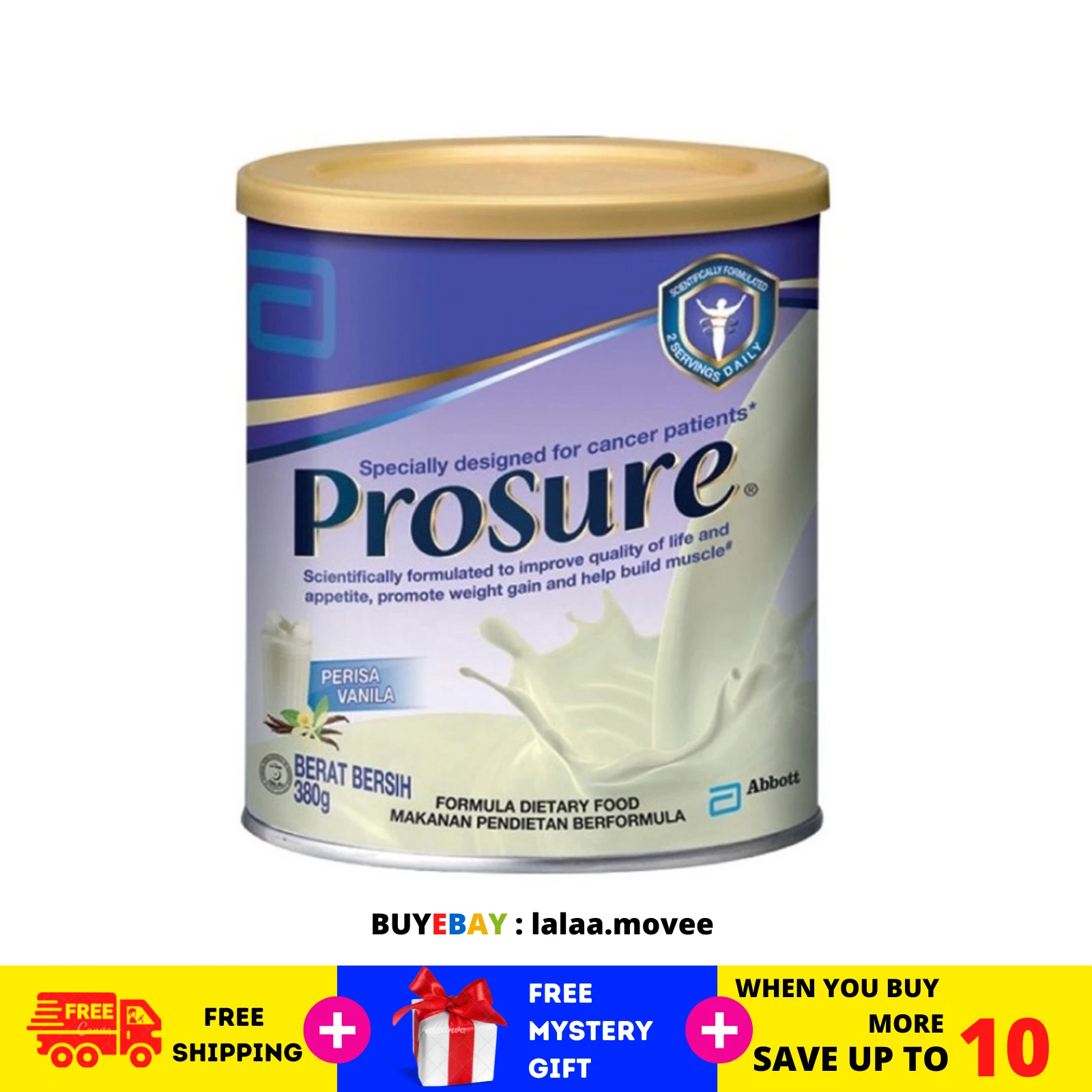 Abbott ProSure VANILLA MILK 380g Improve Appetite High Protein Prebiotic EPA