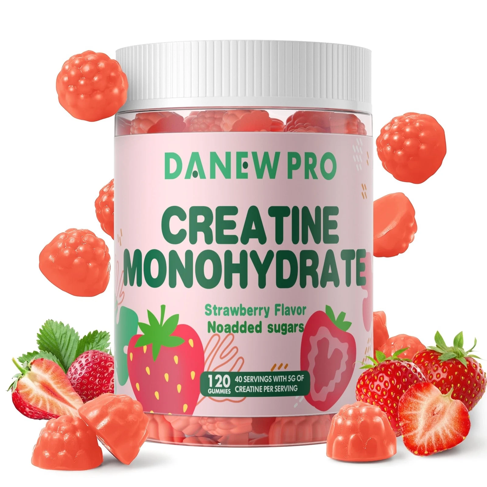 DANEW Pro Creatine Monohydrate Gummies for Men & Women, Creatine 120 Count