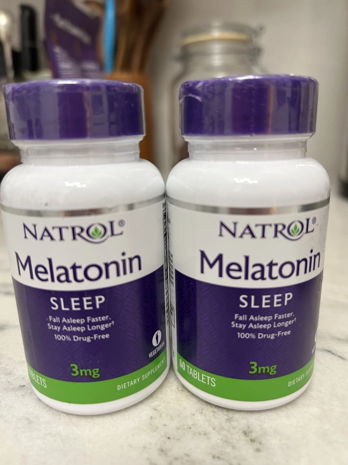 Melatonin Sleep 3 mg - 60 Tablet, New, exp 11/30/25, 2 bottles