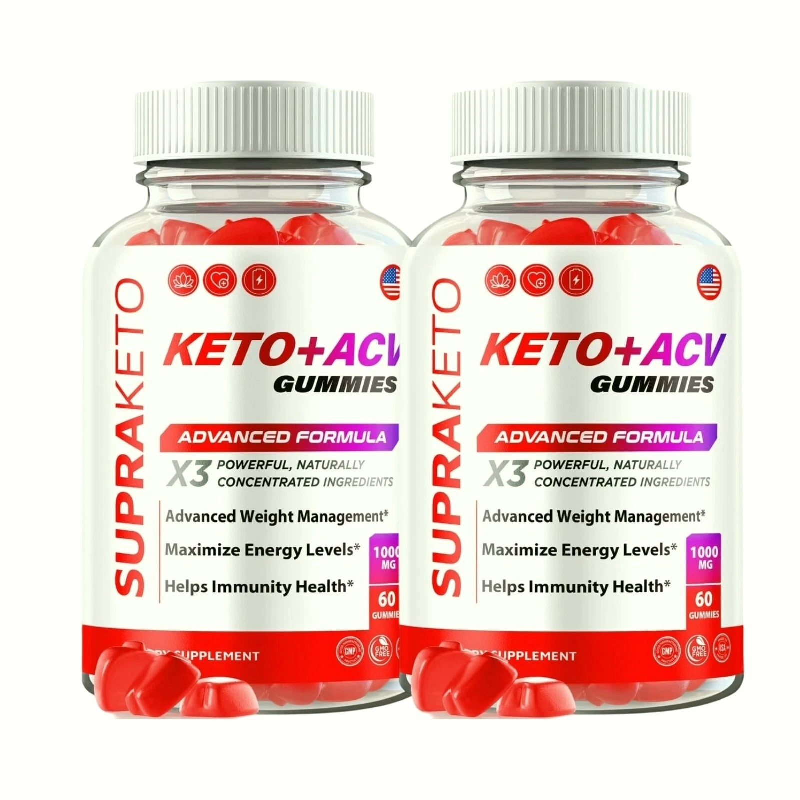 2-Pack SupraKeto Keto ACV Gummies - Supra Keto ACV Gummies - 120 Gummies