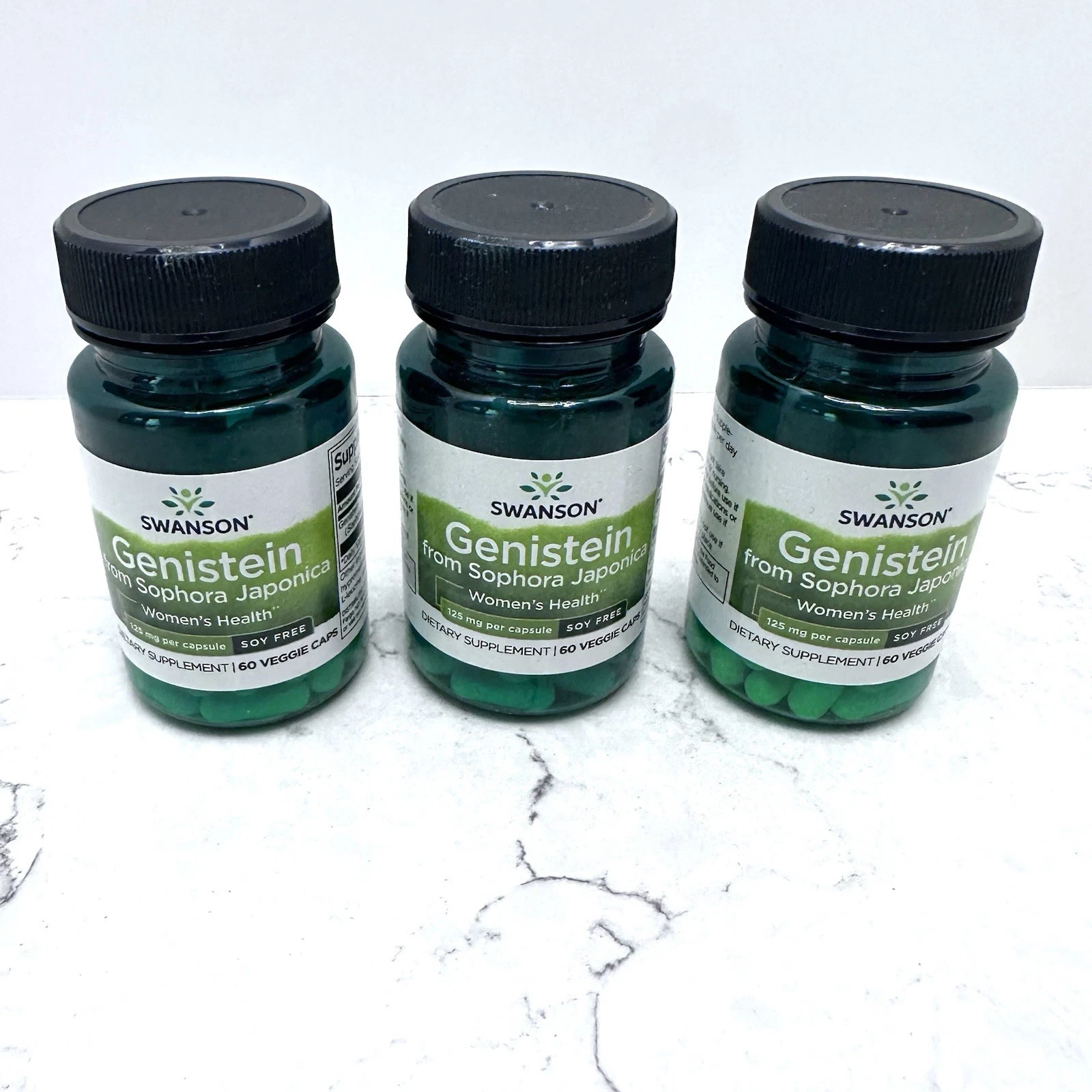 THREE NEW SEALED Swanson Genistein Sophora Japonica Soy Free 125mg 180 Total