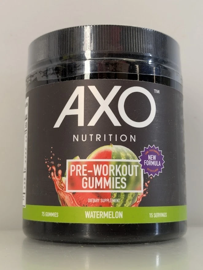 AXO Nutrition, Pre-Workout Energy Gummies Watermelon Flavor 75 Gummies Exp: 2/26